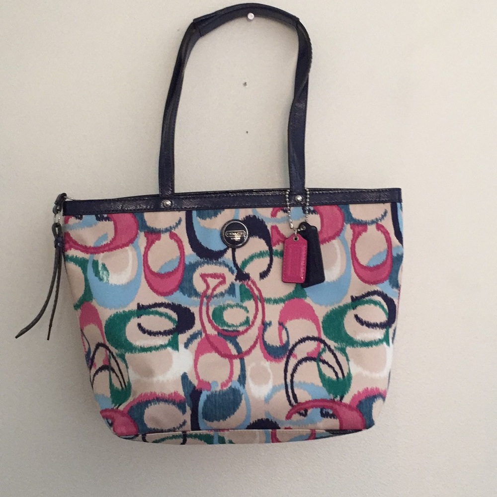 Coach Watercolor Print Mini Logo Tote Bag